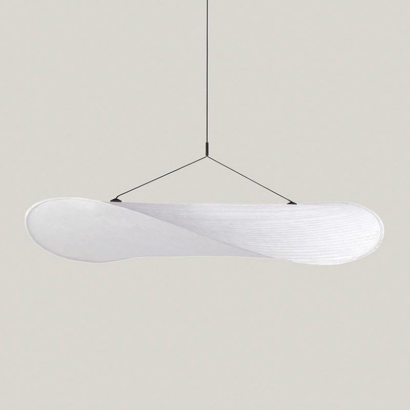 Lampada a sospensione da soffitto in tessuto di seta bianco caldo
