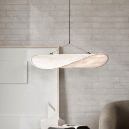 Lampada a sospensione da soffitto in tessuto di seta bianco caldo