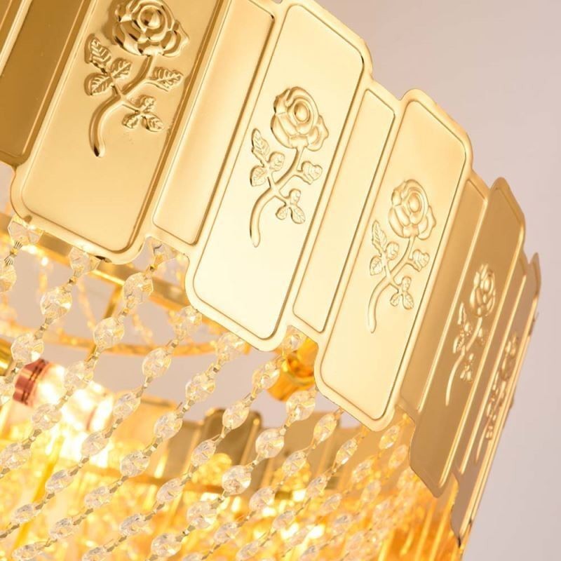 Lampada a sospensione in cristallo dorato 21 luci E12/E14