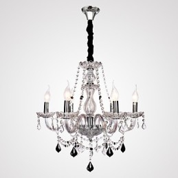 Lampadario rustico Crystal in vetro trasparente con cristalli neri