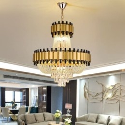 Lampada a sospensione in cristallo oro 15 luci E12/E14 60 x 60 x 68 cm