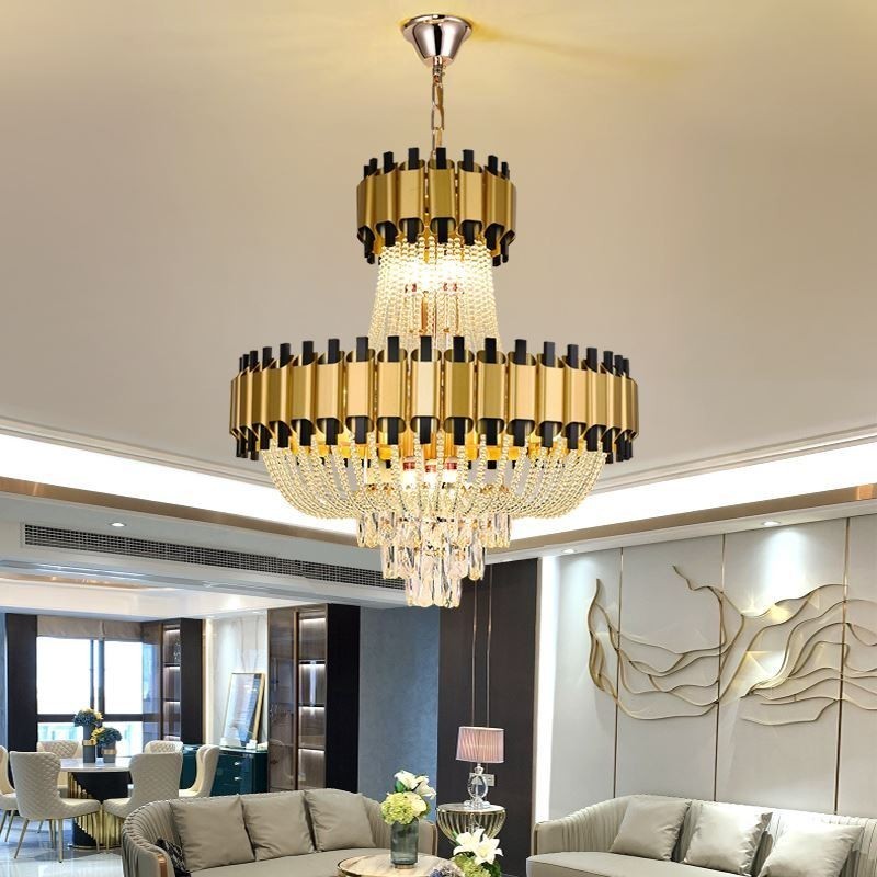 Lampada a sospensione in cristallo oro 15 luci E12/E14 60 x 60 x 68 cm