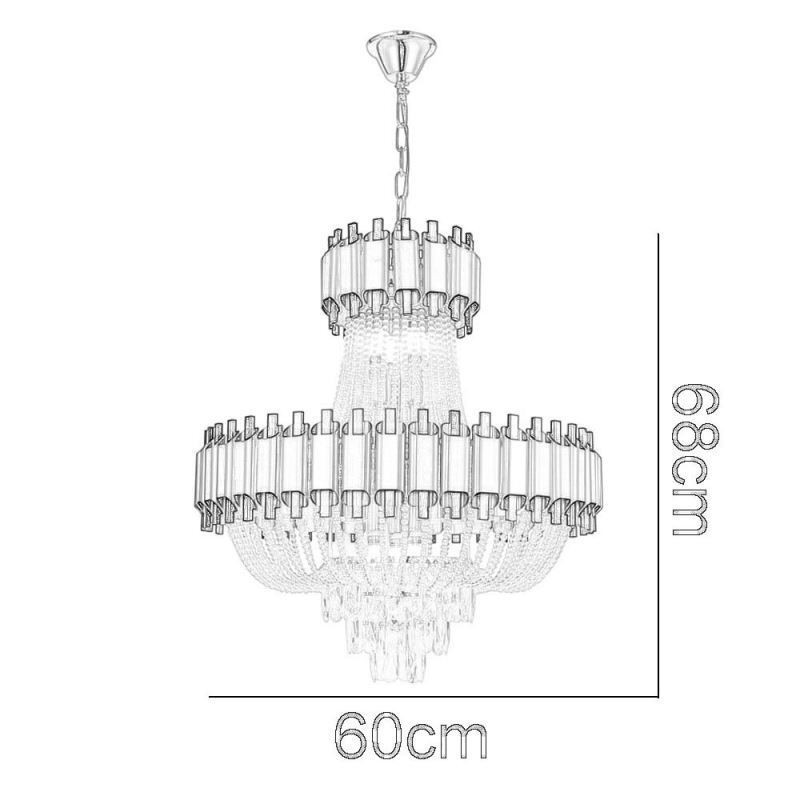 Lampada a sospensione in cristallo oro 15 luci E12/E14 60 x 60 x 68 cm