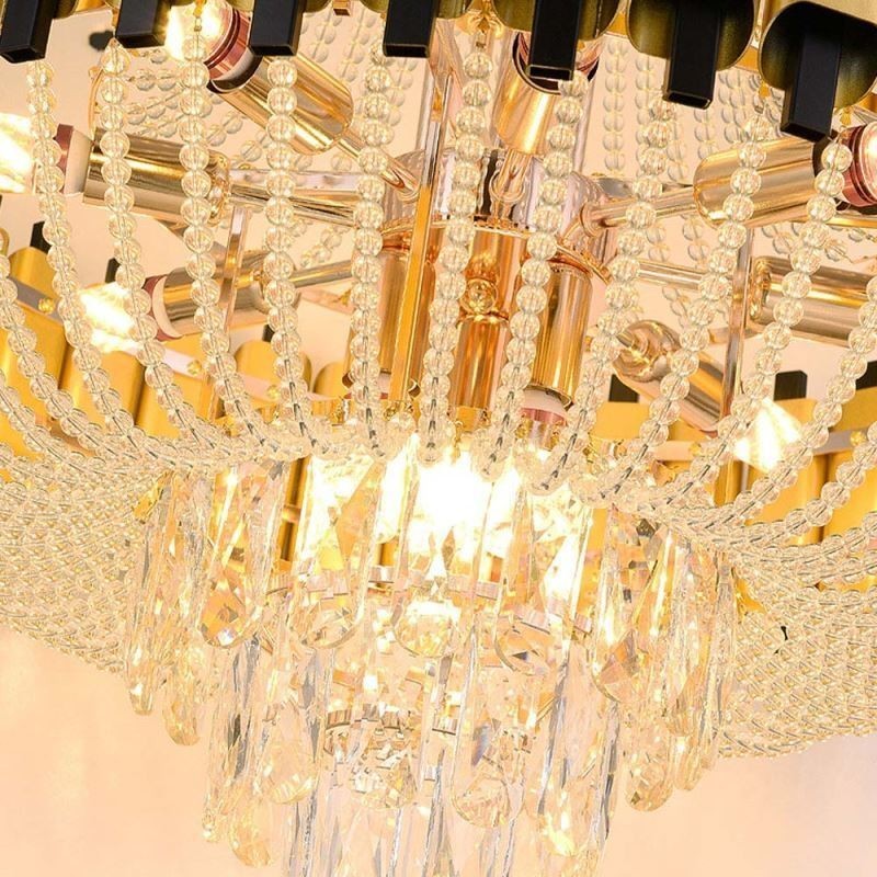 Lampada a sospensione in cristallo oro 15 luci E12/E14 60 x 60 x 68 cm