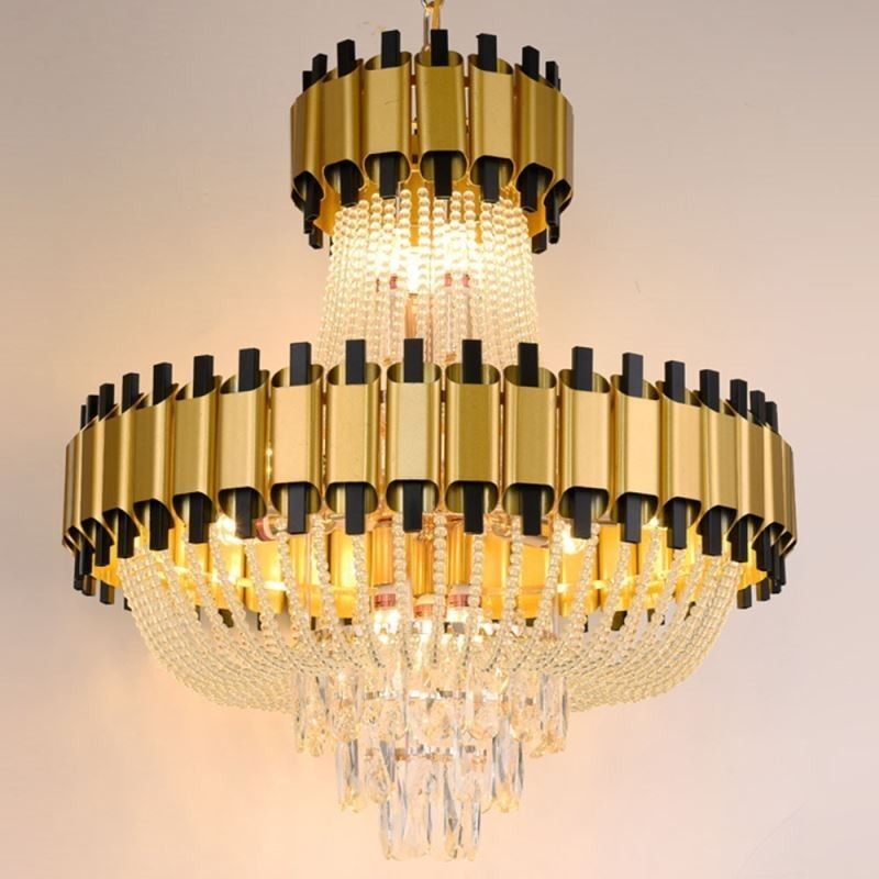 Lampada a sospensione in cristallo oro 15 luci E12/E14 60 x 60 x 68 cm