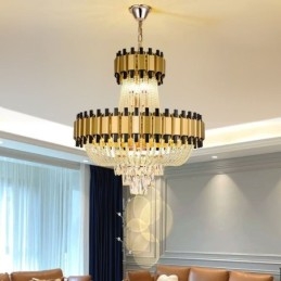 Lampada a sospensione in cristallo oro 15 luci E12/E14 60 x 60 x 68 cm