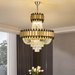 Lampada a sospensione in cristallo oro 15 luci E12/E14 60 x 60 x 68 cm