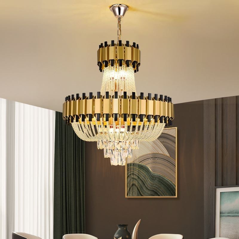 Lampada a sospensione in cristallo oro 15 luci E12/E14 60 x 60 x 68 cm