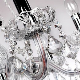 Lampadario rustico Crystal in vetro trasparente con cristalli neri