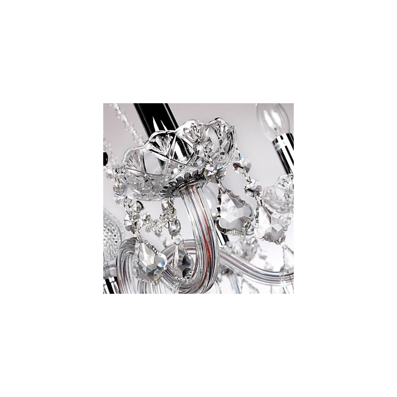 Lampadario rustico Crystal in vetro trasparente con cristalli neri