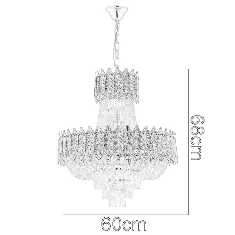 Lampada a sospensione in cristallo 60 cm, lampadario decorativo di lusso moderno