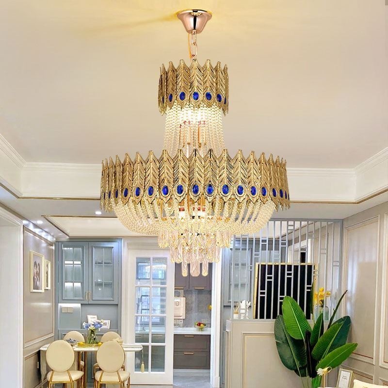 Lampada a sospensione in cristallo 60 cm, lampadario decorativo di lusso moderno