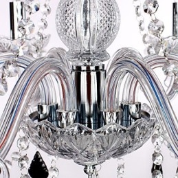 Lampadario rustico Crystal in vetro trasparente con cristalli neri