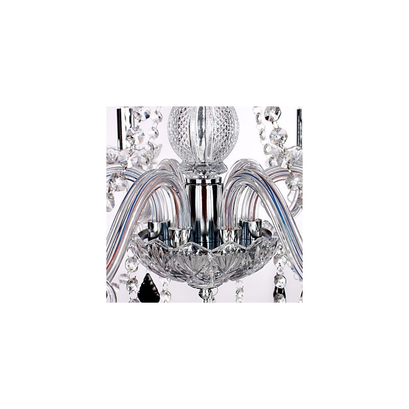 Lampadario rustico Crystal in vetro trasparente con cristalli neri