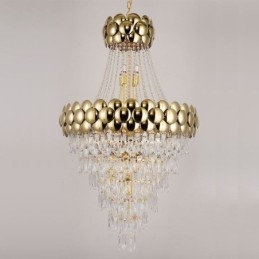 Lampada a sospensione in cristallo placcato oro 80 cm 21 luci E12/E14