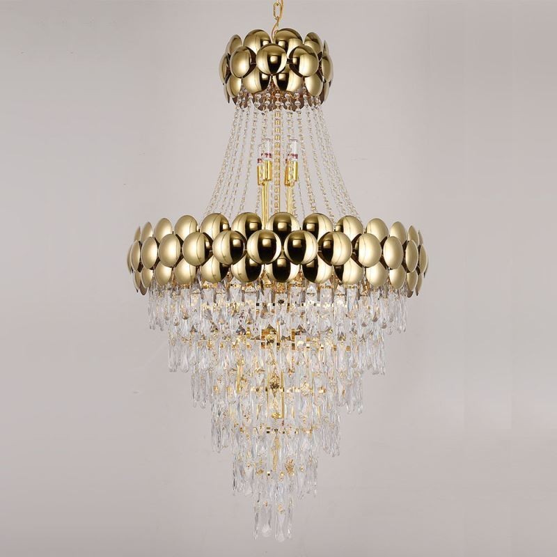 Lampada a sospensione in cristallo placcato oro 80 cm 21 luci E12/E14