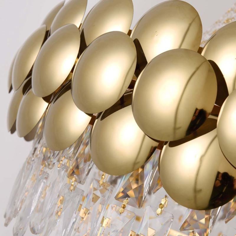 Lampada a sospensione in cristallo placcato oro 80 cm 21 luci E12/E14