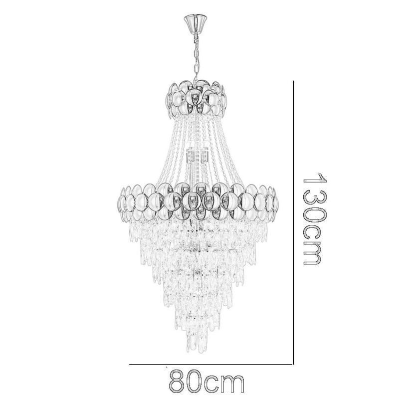 Lampada a sospensione in cristallo placcato oro 80 cm 21 luci E12/E14