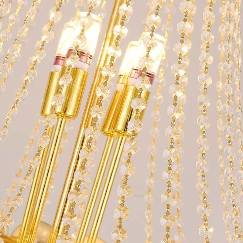 Lampada a sospensione in cristallo placcato oro 80 cm 21 luci E12/E14