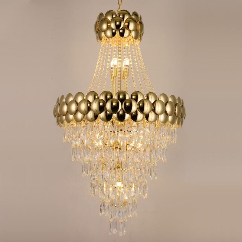 Lampada a sospensione in cristallo placcato oro 80 cm 21 luci E12/E14
