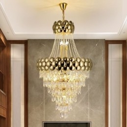 Lampada a sospensione in cristallo placcato oro 80 cm 21 luci E12/E14