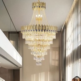 Lampadario a sospensione in cristallo 80 cm, 21 luci, attacco E12/E14