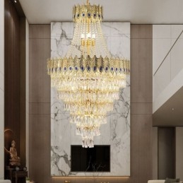 Lampadario a sospensione in cristallo 80 cm, 21 luci, attacco E12/E14