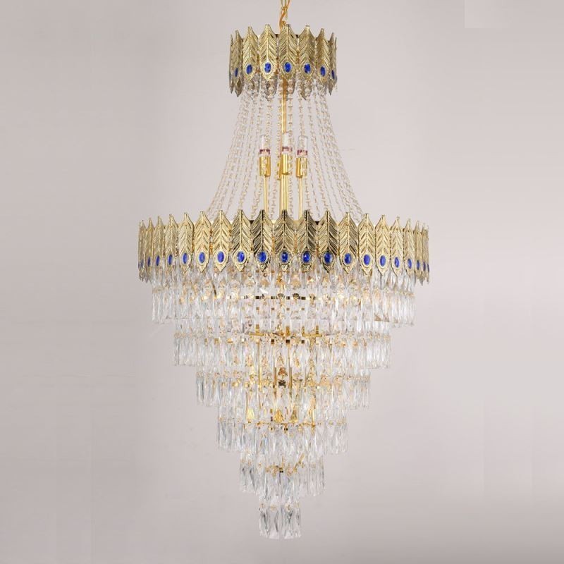 Lampadario a sospensione in cristallo 80 cm, 21 luci, attacco E12/E14