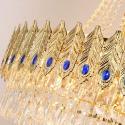 Lampadario a sospensione in cristallo 80 cm, 21 luci, attacco E12/E14