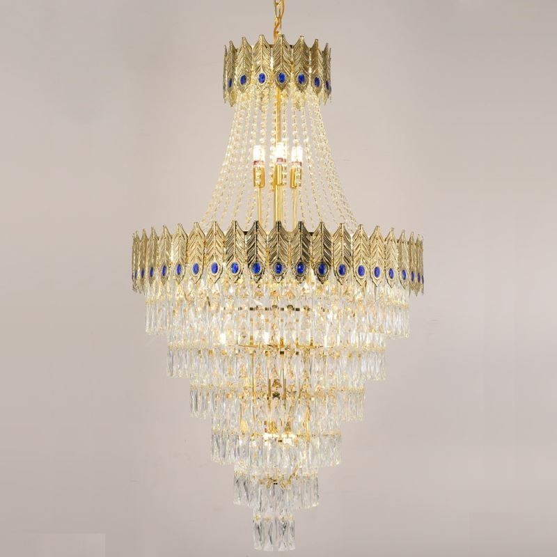 Lampadario a sospensione in cristallo 80 cm, 21 luci, attacco E12/E14