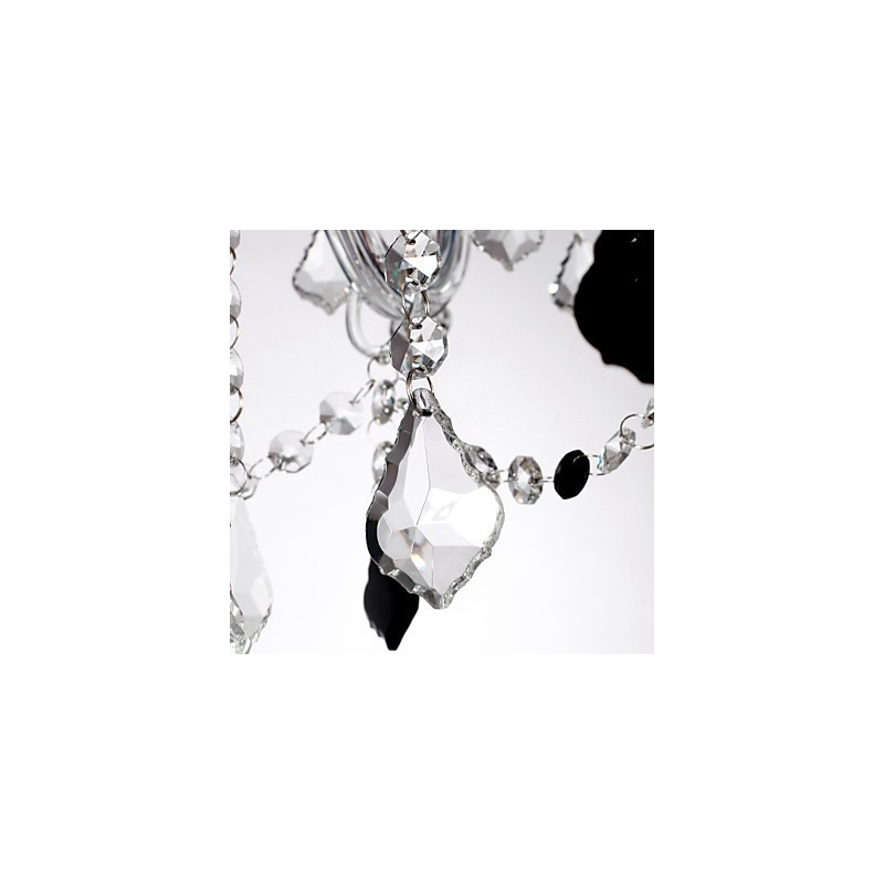Lampadario rustico Crystal in vetro trasparente con cristalli neri