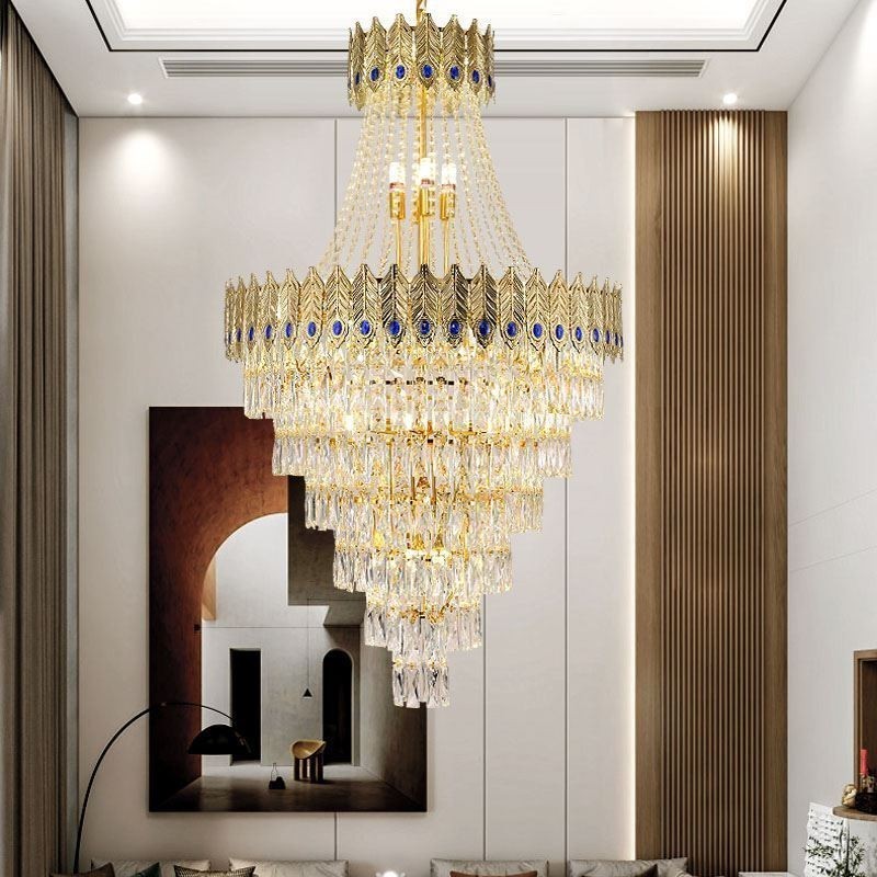 Lampadario a sospensione in cristallo 80 cm, 21 luci, attacco E12/E14