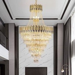 Lampadario a sospensione in cristallo 80 cm, 21 luci, attacco E12/E14