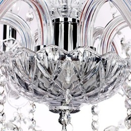 Lampadario rustico Crystal in vetro trasparente con cristalli neri
