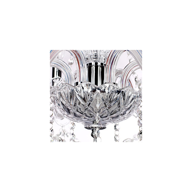 Lampadario rustico Crystal in vetro trasparente con cristalli neri