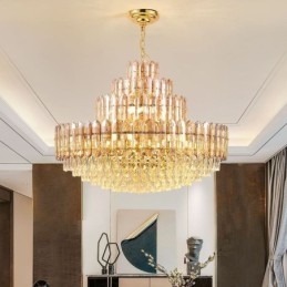 Lampada a sospensione in cristallo a 4 strati 80 cm, lampadario decorativo di lusso