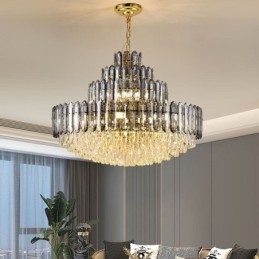 Lampada a sospensione in cristallo a 4 strati 80 cm, lampadario decorativo di lusso