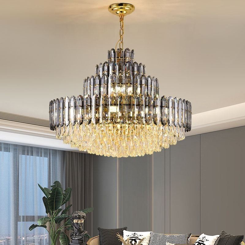 Lampada a sospensione in cristallo a 4 strati 80 cm, lampadario decorativo di lusso