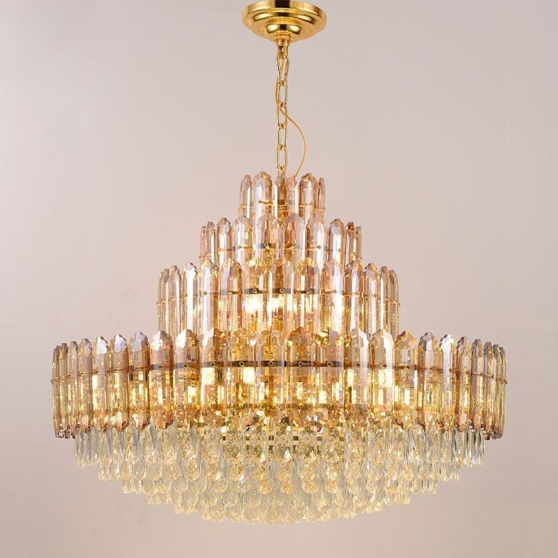 Lampada a sospensione in cristallo a 4 strati 80 cm, lampadario decorativo di lusso