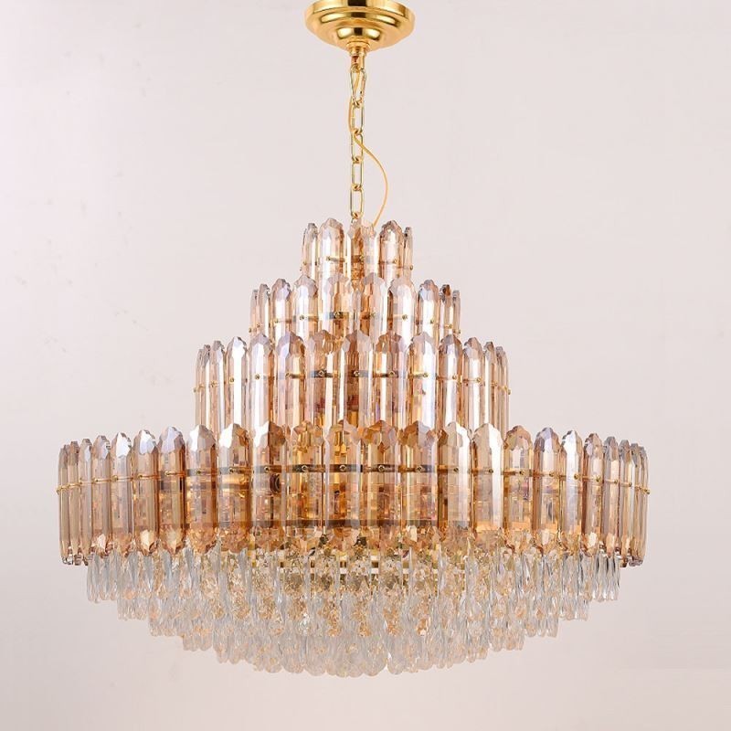 Lampada a sospensione in cristallo a 4 strati 80 cm, lampadario decorativo di lusso