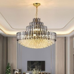 Lampada a sospensione in cristallo a 4 strati 80 cm, lampadario decorativo di lusso