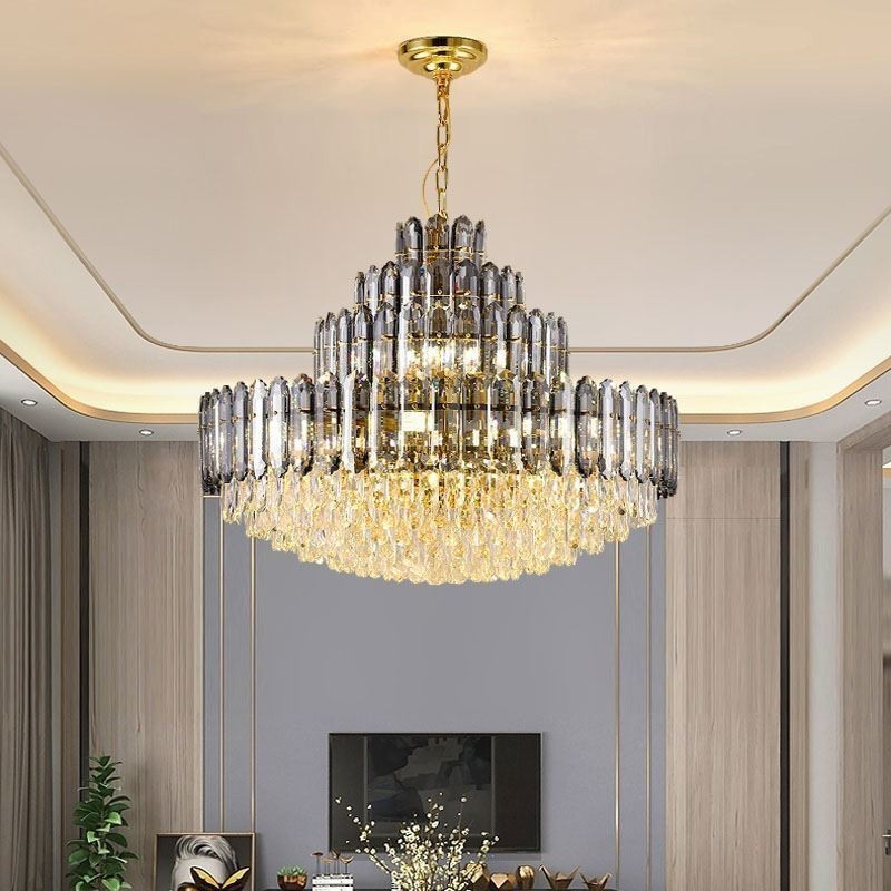 Lampada a sospensione in cristallo a 4 strati 80 cm, lampadario decorativo di lusso