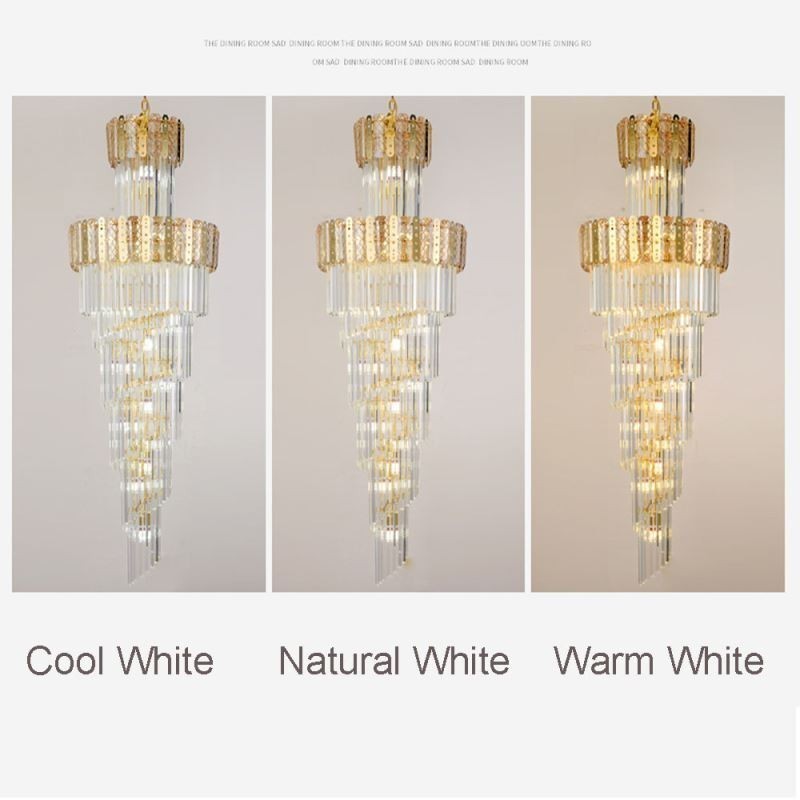 Lampada a sospensione in cristallo dorato 60x60x180 cm, 17 luci, attacco E12/E14
