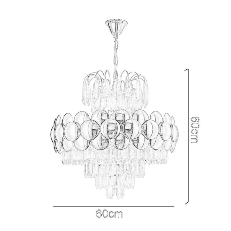 Lampada a sospensione in cristallo placcata oro 60 cm, 9 luci E12/E14