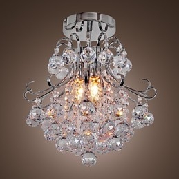 Lampadario a filo moderno in cristallo trasparente e metallo argento