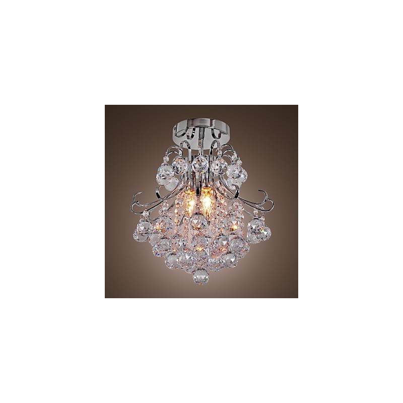 Lampadario a filo moderno in cristallo trasparente e metallo argento