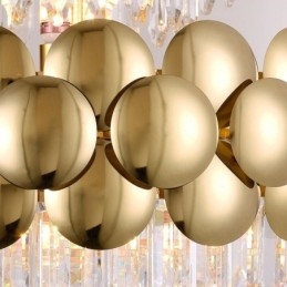 Lampada a sospensione in cristallo placcata oro 60 cm, 9 luci E12/E14