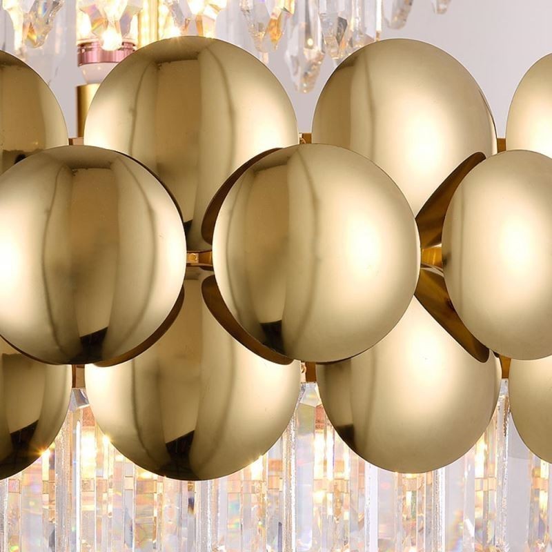 Lampada a sospensione in cristallo placcata oro 60 cm, 9 luci E12/E14