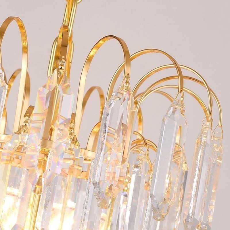 Lampada a sospensione in cristallo placcata oro 60 cm, 9 luci E12/E14