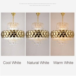 Lampada a sospensione in cristallo placcata oro 60 cm, 9 luci E12/E14